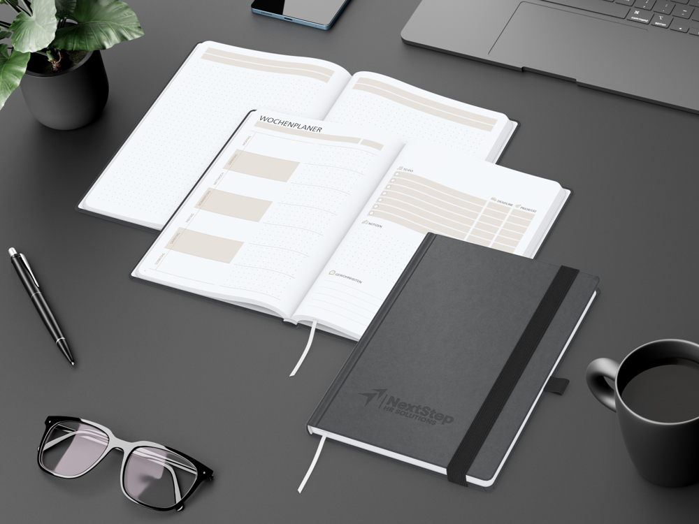 Notizbuch orgaLine Mainbook, White, anthrazit