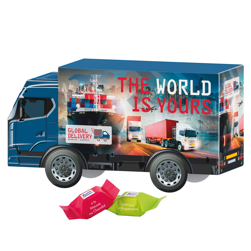 3D-Präsent LKW, Ritter SPORT Schokowürfel
