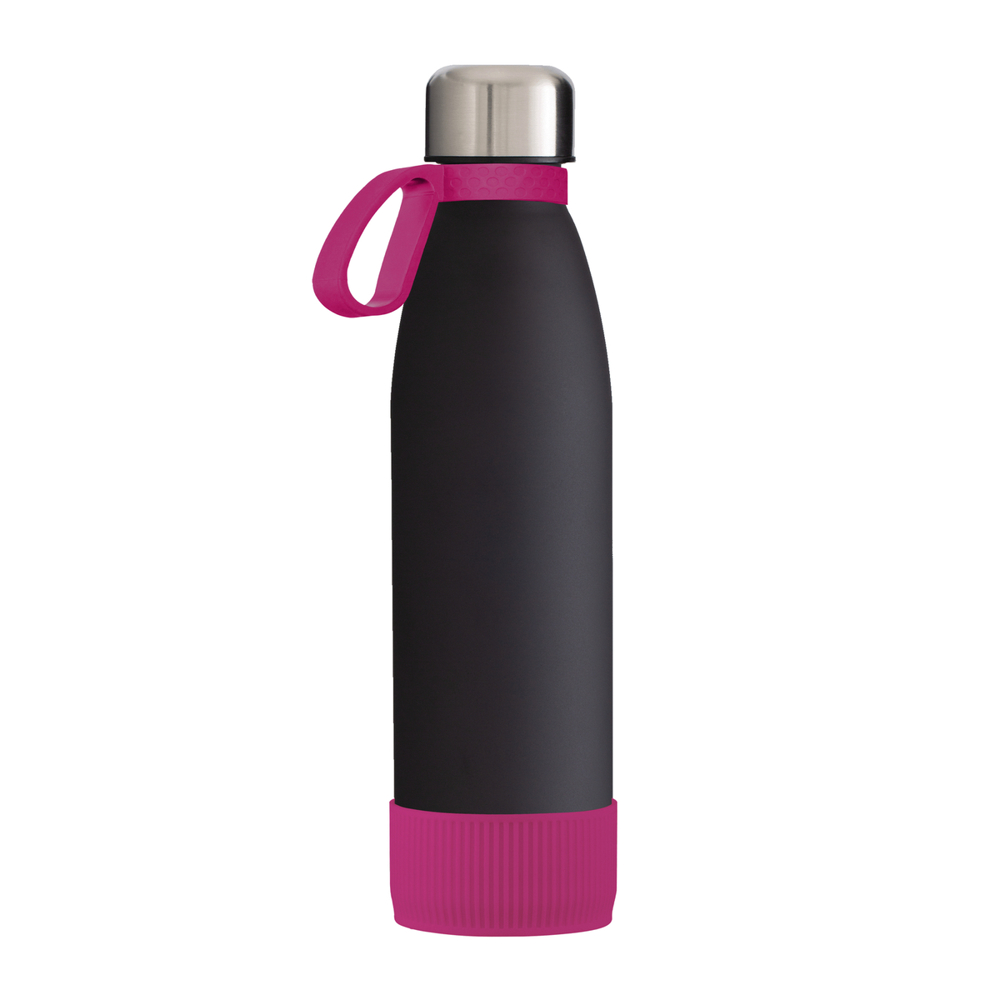 Trinkflasche GLASS - magenta, schwarz