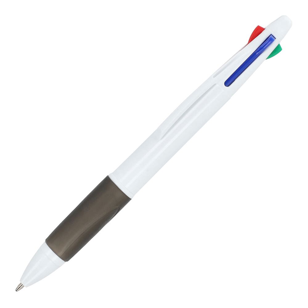 4-Farben-Stift mit Griffzone - Weiss / Schwarz