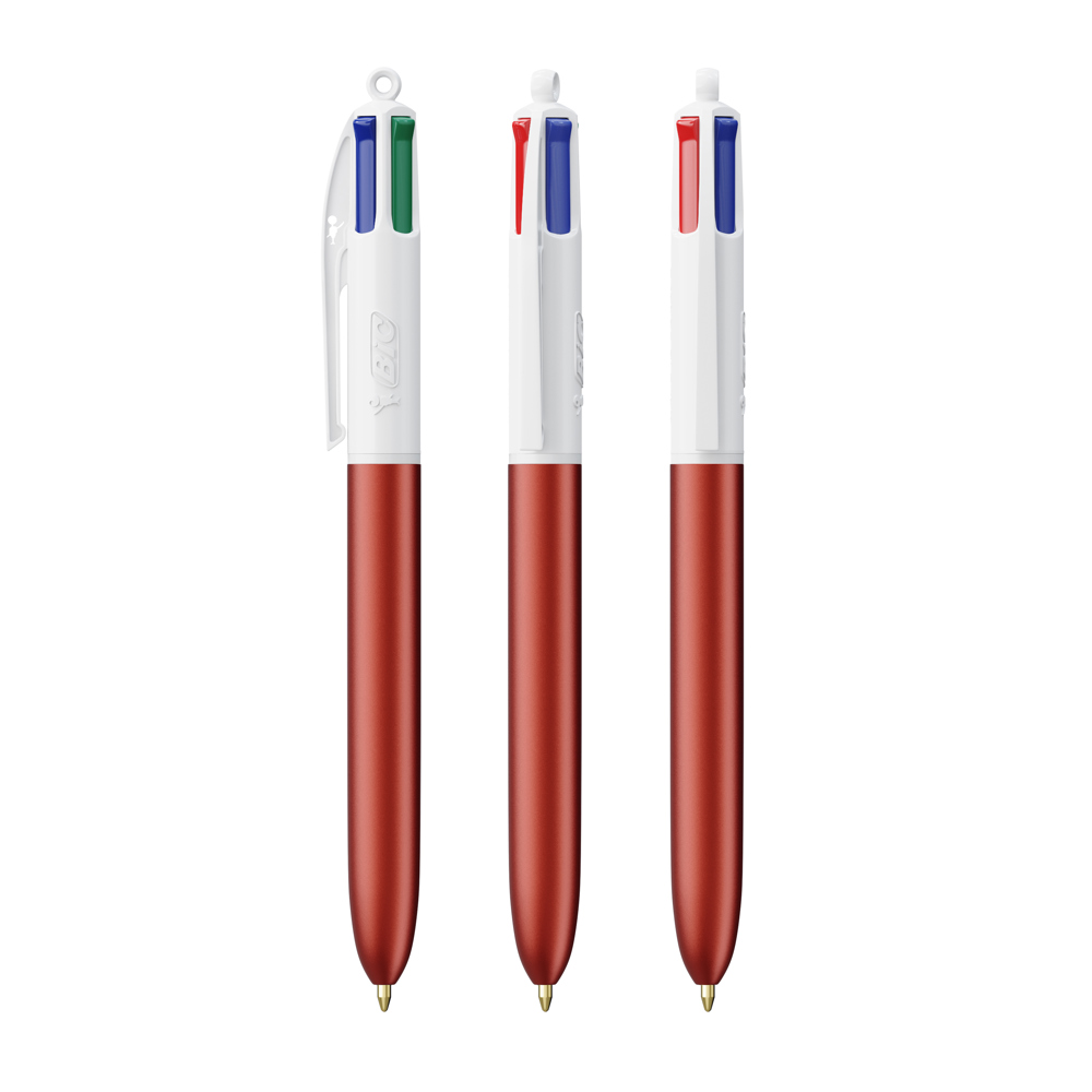 BIC® 4 Colours Glacé - Rot Glacé / Weiß