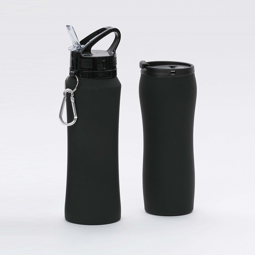 Set Bestehend Aus Trinkflasche Und Thermosbecher Colorissimo - schwarz