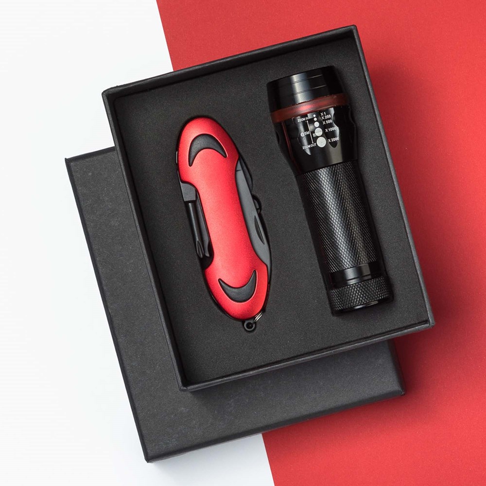 Set Colorado I: Taschenlampe Und Taschenmesser - Rot