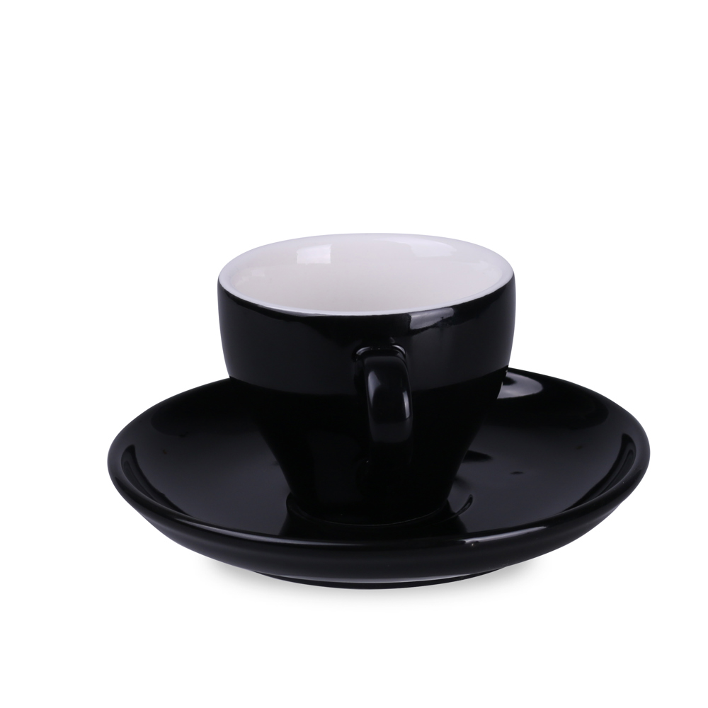 Tasse Verona Nero  Set 130ml schwarz/weiß