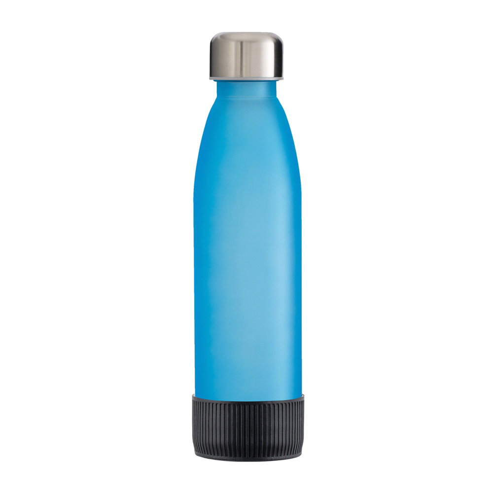 Trinkflasche GLASS - schwarz, silber, cyan