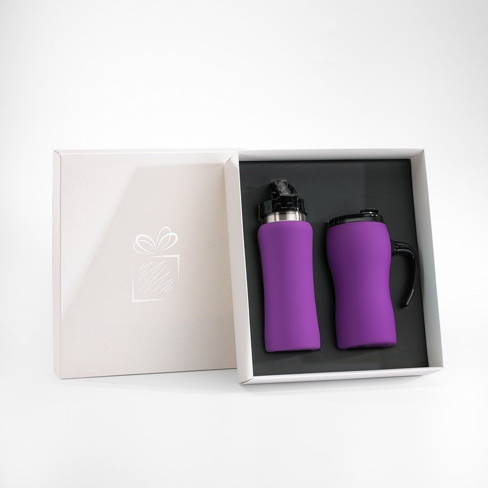 Set: Trinkflasche Und Thermosbecher Colorissimo - Violett