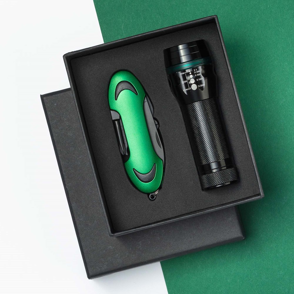 Set Colorado I: Taschenlampe Und Taschenmesser - Grün