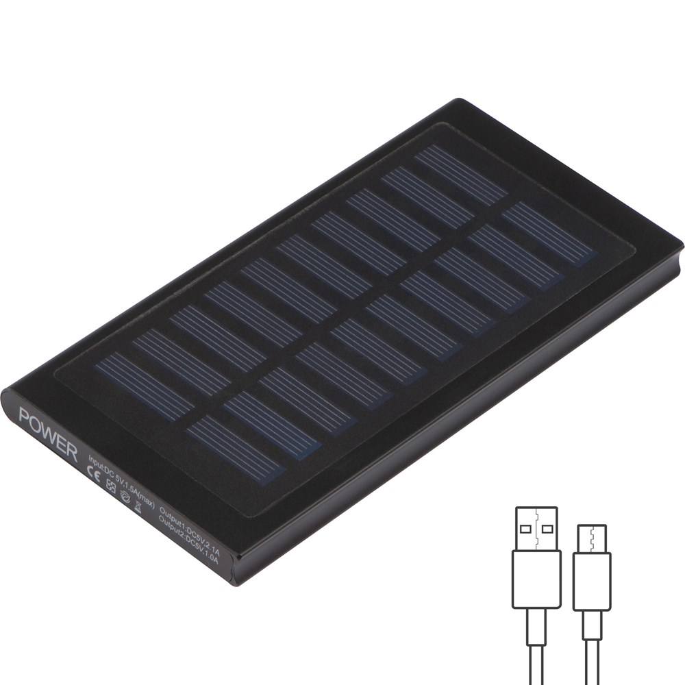 Solar Powerbank aus Metall 8.000mAh SAVERIO