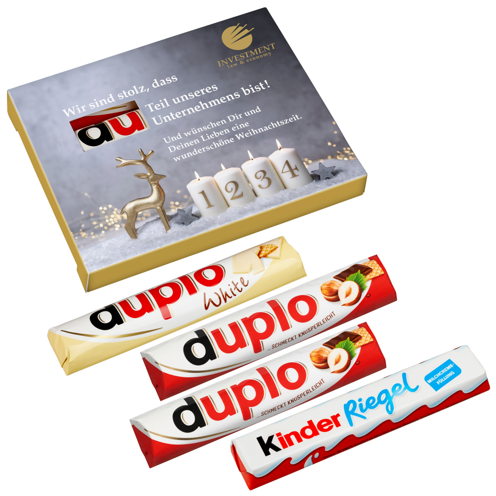 4er Advents-Duplo-Pack (klass. + weiß + Kinder-Riegel)