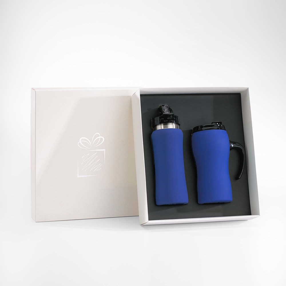 Set: Trinkflasche Und Thermosbecher Colorissimo - blau