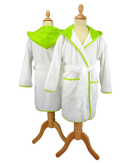 ARTG - Boyzz&Girlzz® Hooded Bathrobe - White, Lime Green