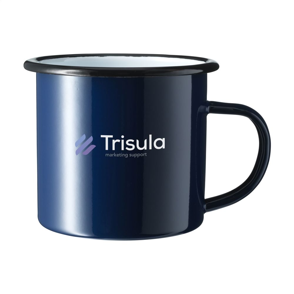Retro Emaille Tasse 350 ml - blau/schwarz