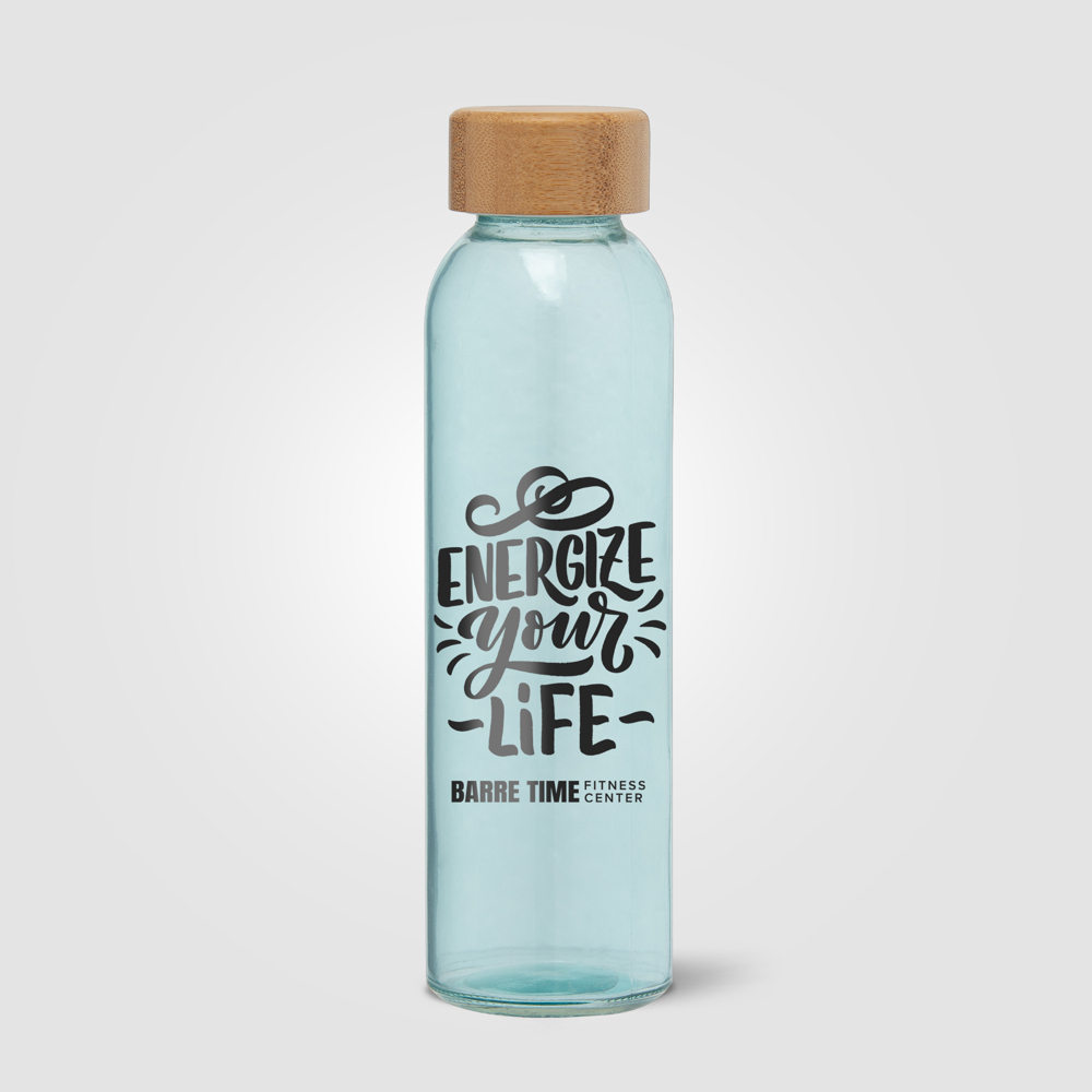 Alpine - 500 ml Glasflasche mit Bambus-Deckel - Aqua (#4F868E)