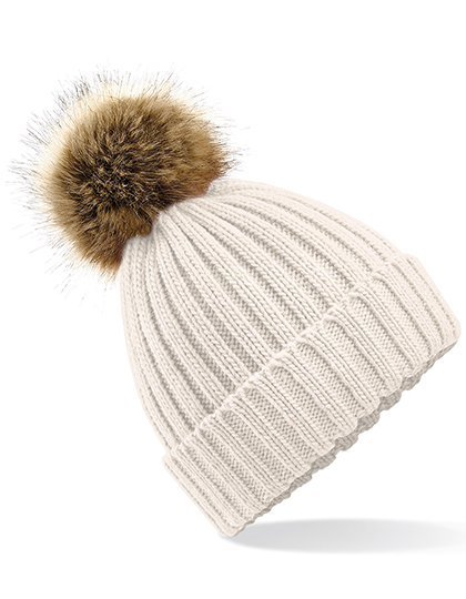 Beechfield - Faux Fur Pop Pom Chunky Beanie