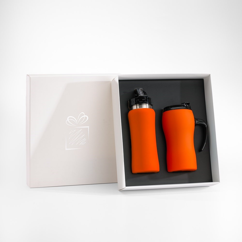 Set: Trinkflasche Und Thermosbecher Colorissimo - orange