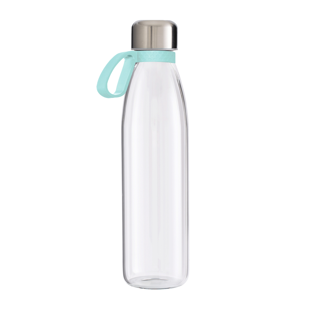 Trinkflasche GLASS - hellblau, silber, transparent