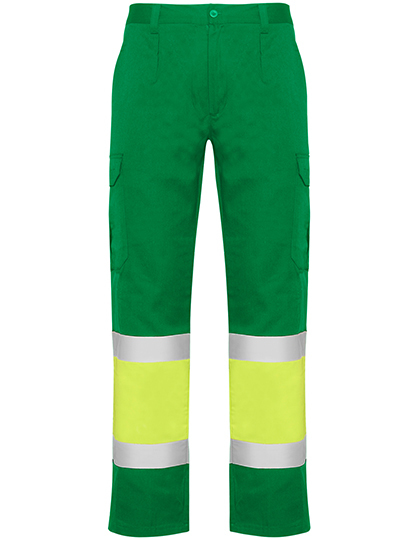 Roly Workwear - Naos Trousers - Garden Green 52, Fluor Yellow 221