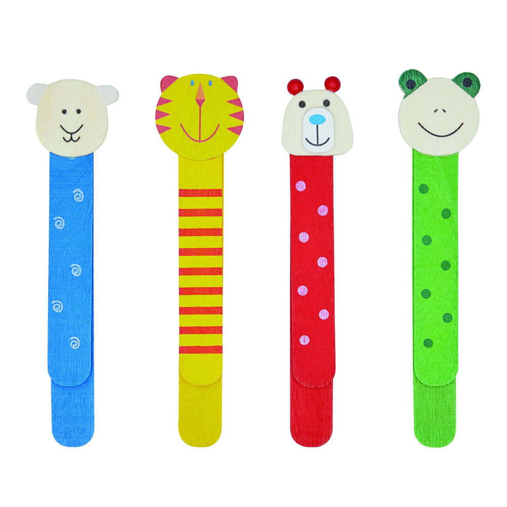 FUNNY ANIMALS - Holz-Lesezeichen, 4-fach sortiert, Preis pro Stück