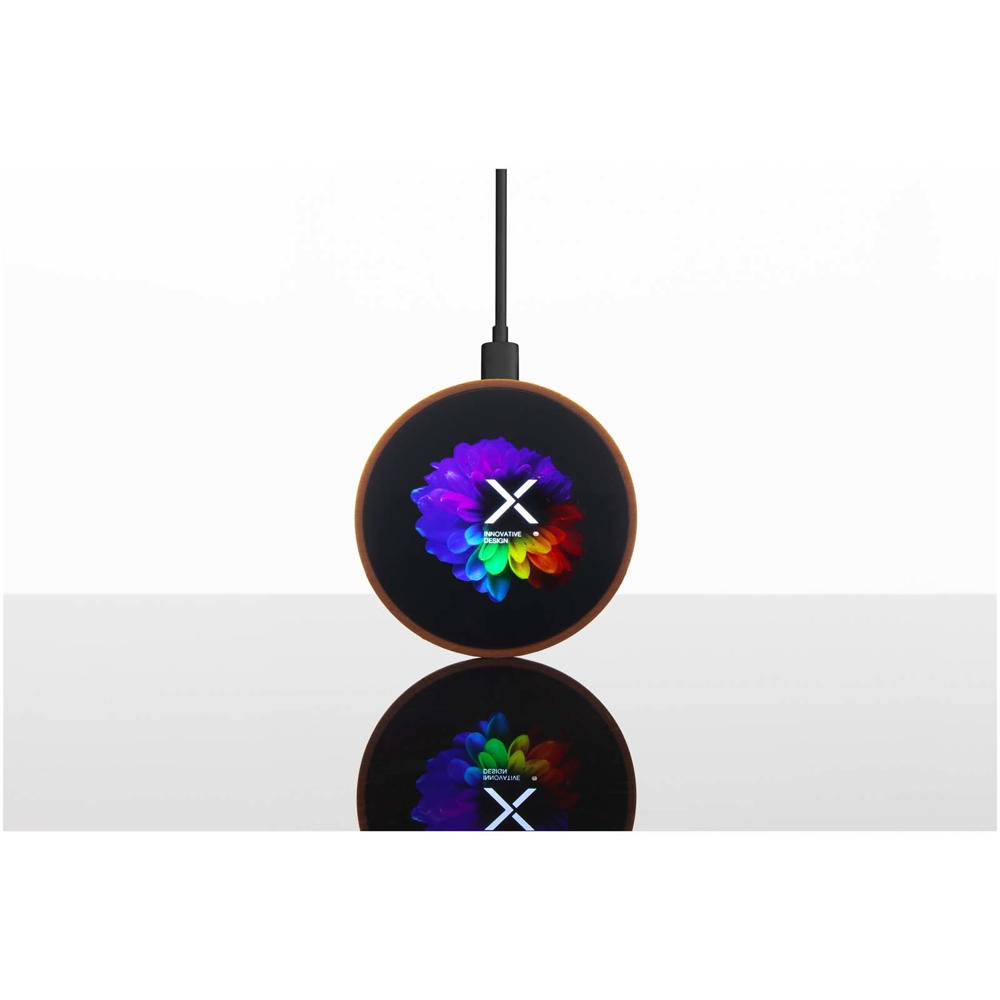 SCX.design W13 kabellose Ladestation aus Holz mit Leuchtlogo