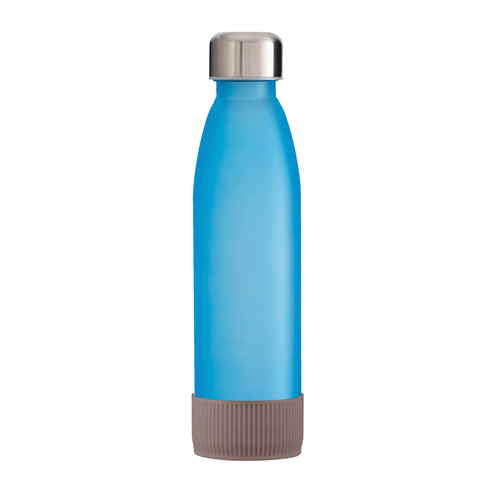 Trinkflasche GLASS - braun, silber, cyan
