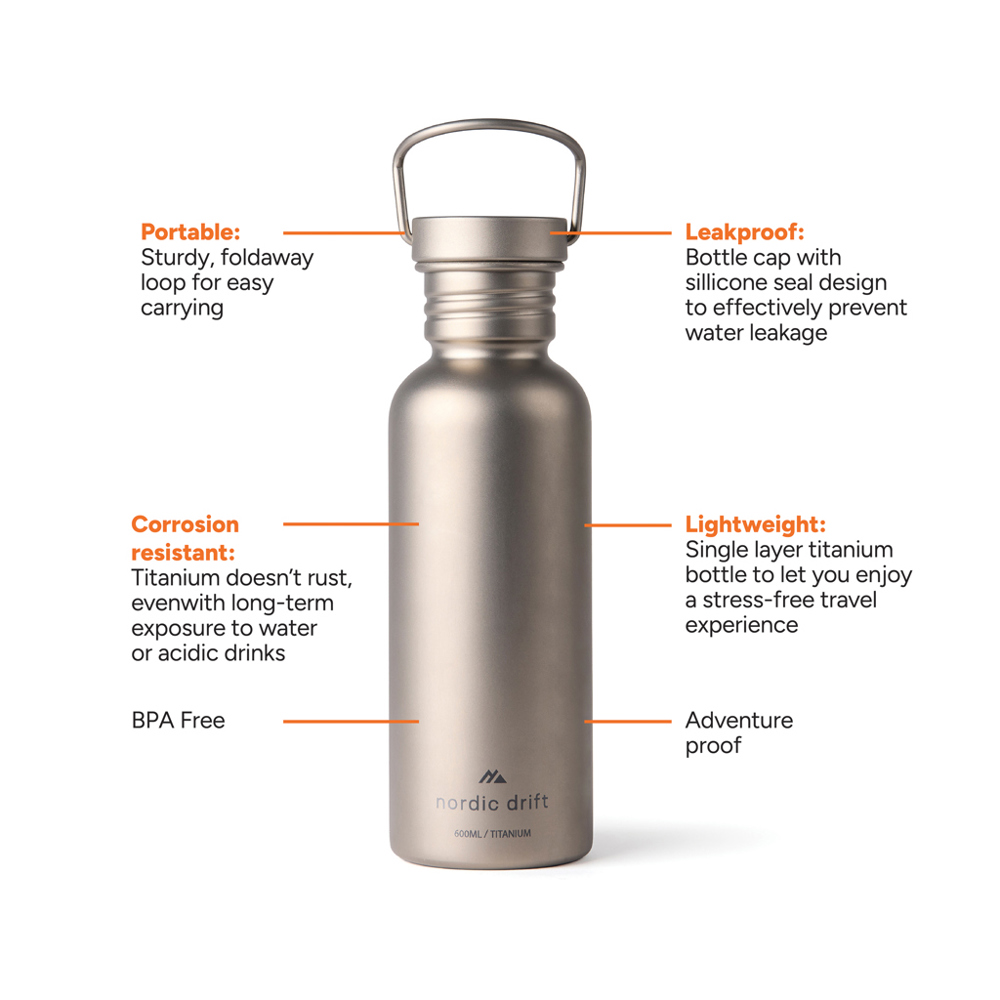 Nordic Drift Trail Ultraleichte Titan-Wasserflasche 600ml