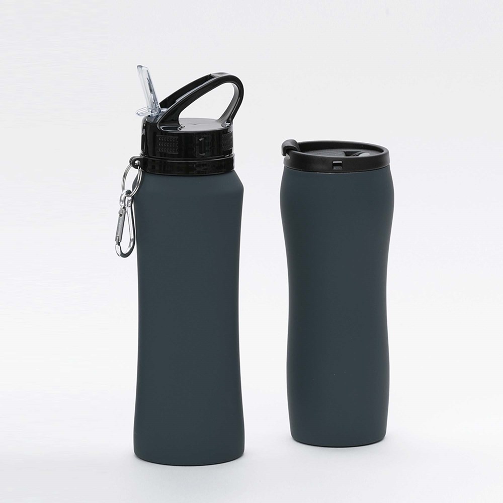 Set Bestehend Aus Trinkflasche Und Thermosbecher Colorissimo - grau