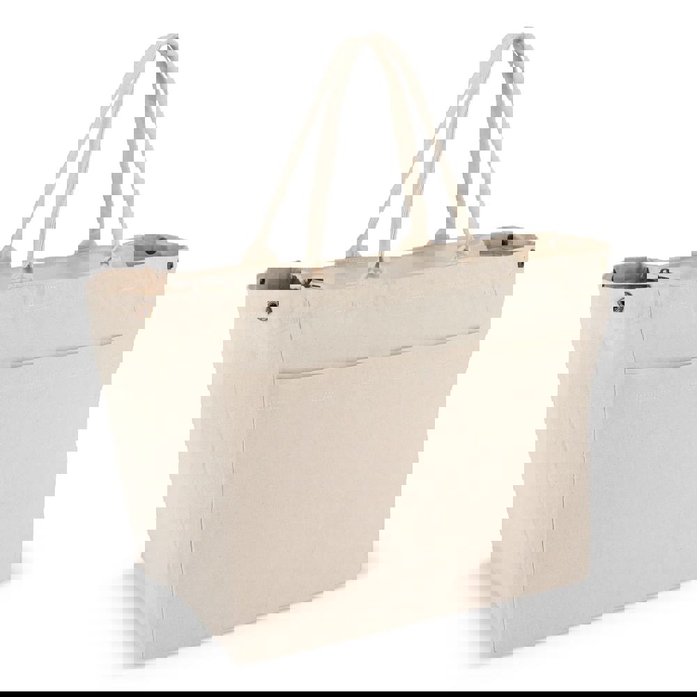 Baumwoll-Tragetasche mit Reißverschluss OEKO-TEX® 39 x 24 x 34cm 320g/m²