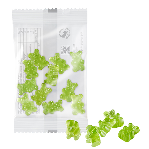 1-farbige Premium-Bärchen 15 g im kompostierbaren Tütchen, Passionsfrucht