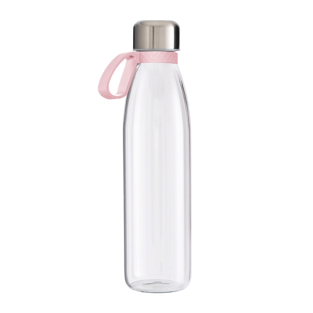 Trinkflasche GLASS - hellmagenta, rose, silber, transparent