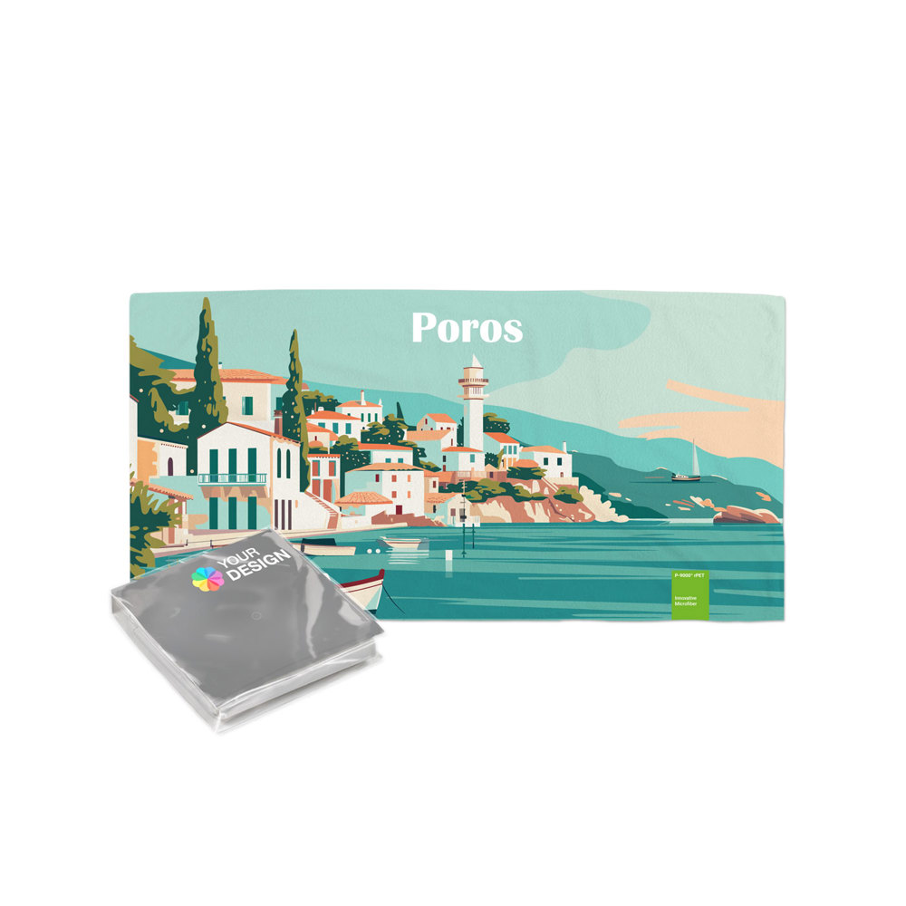 rPET ActiveTowel® Sports 80x40 cm im Polybeutel individueller Klappkarte, All-Inclusive-Paket