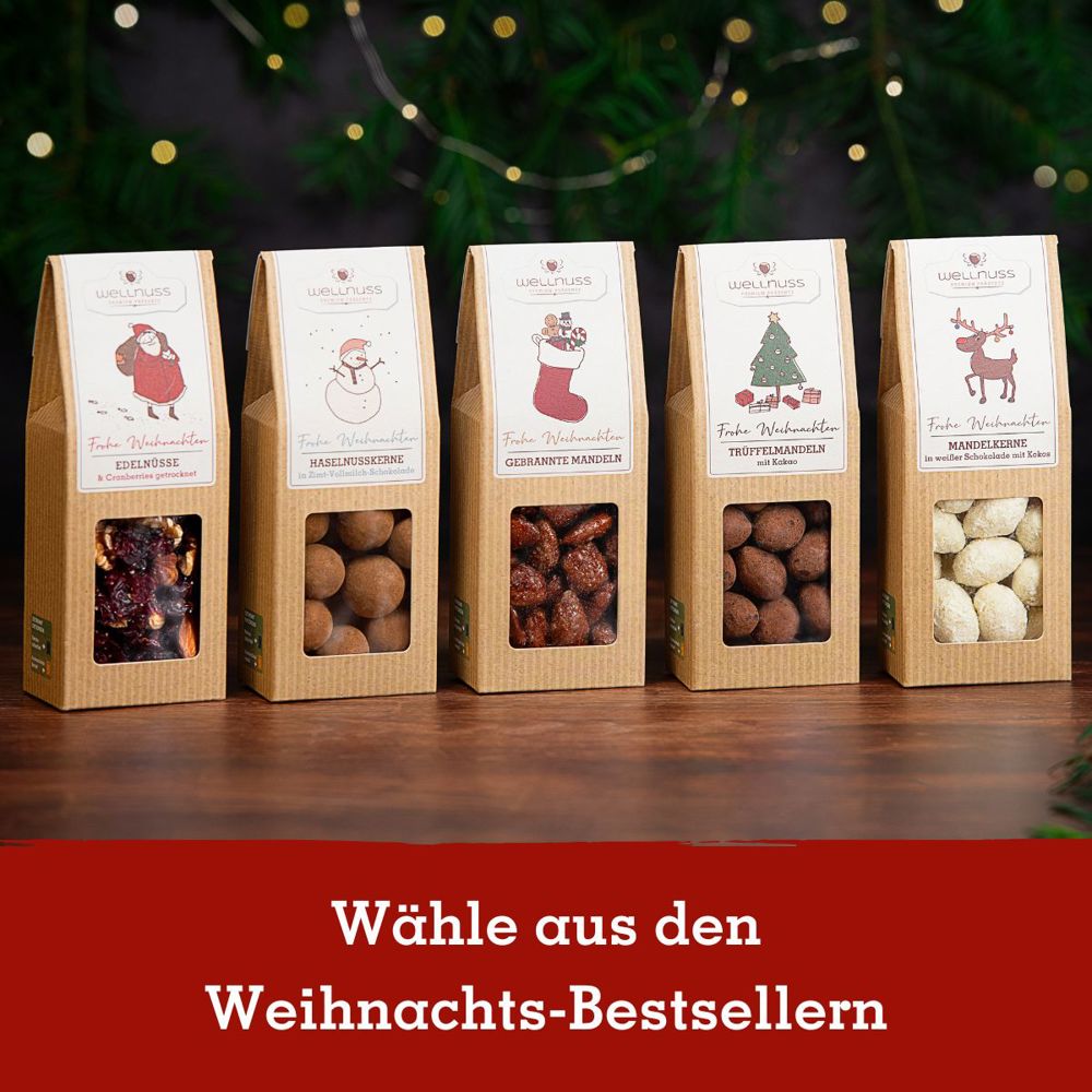 Geschenkkarton mit 1 Premium Snack - Weihnachts-Edition