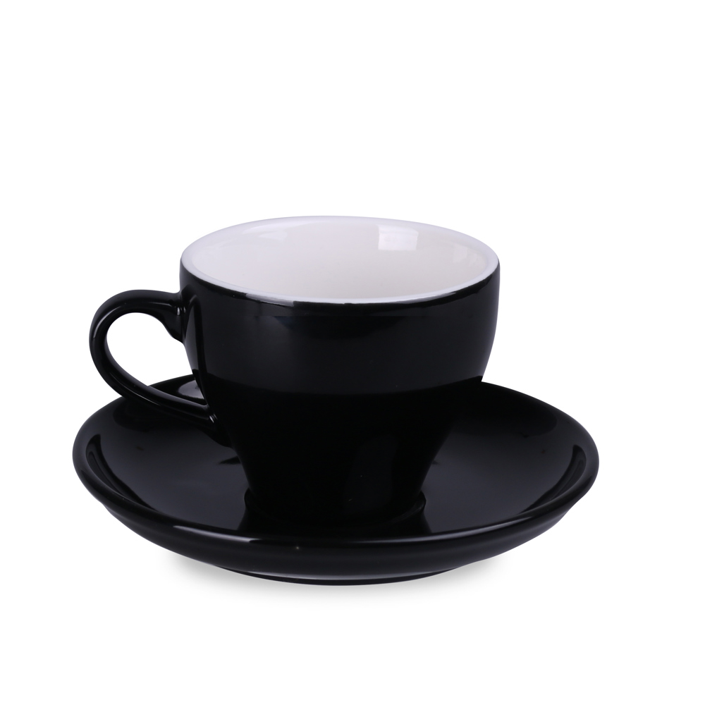 Tasse Verona Nero  Set 130ml schwarz/weiß