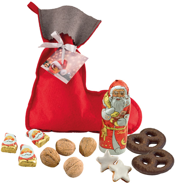 Süßer Nikolausstiefel mit Weihnachtsmann, inkl. Digitaldruck 1-4/4 c