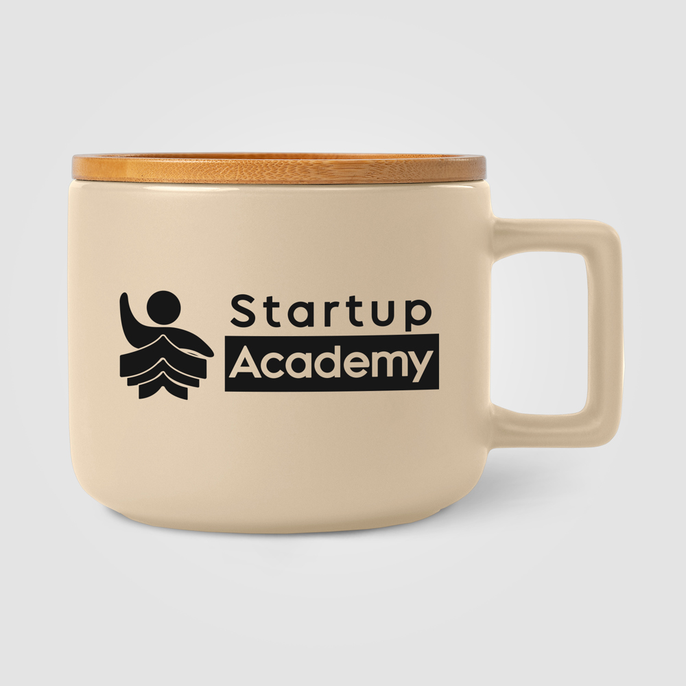 Café Virtuoso - 355 ml Keramiktasse mit Bambus-Deckel