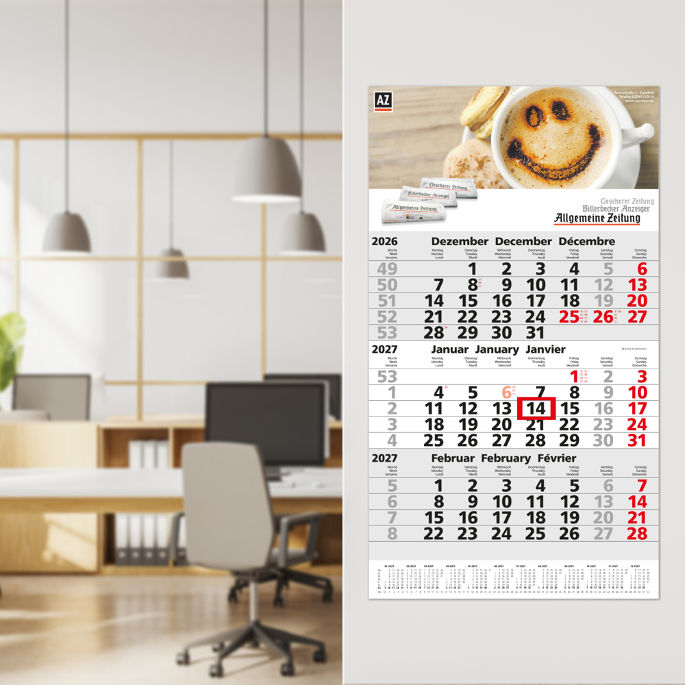 3-Monatskalender Einblatt Primus 3 Post A