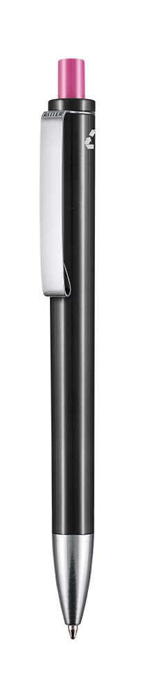 Kugelschreiber EXOS RECYCLED - schwarz recycled/fuchsia-pink