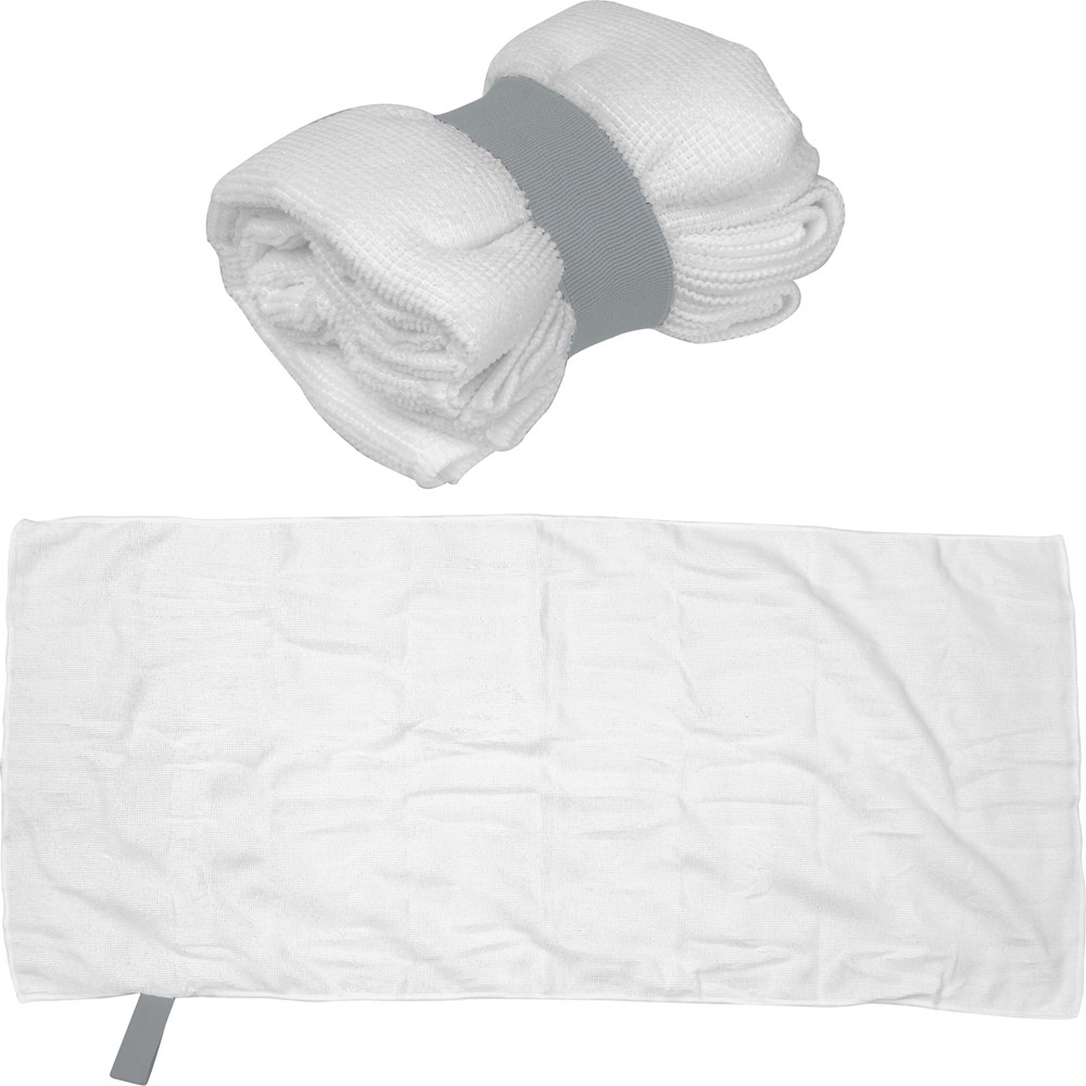 Mikrofaser Handtuch mit Gummiband HUGH - Weiß