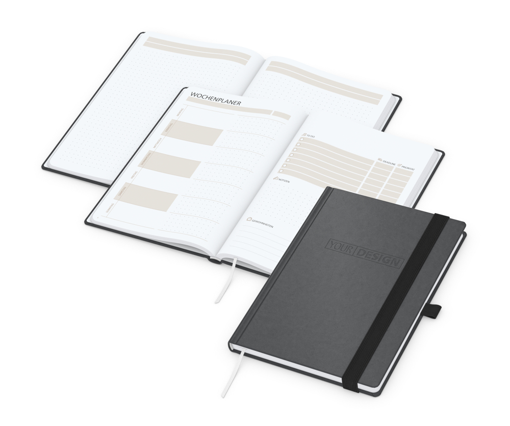 Notizbuch orgaLine Mainbook, White, anthrazit
