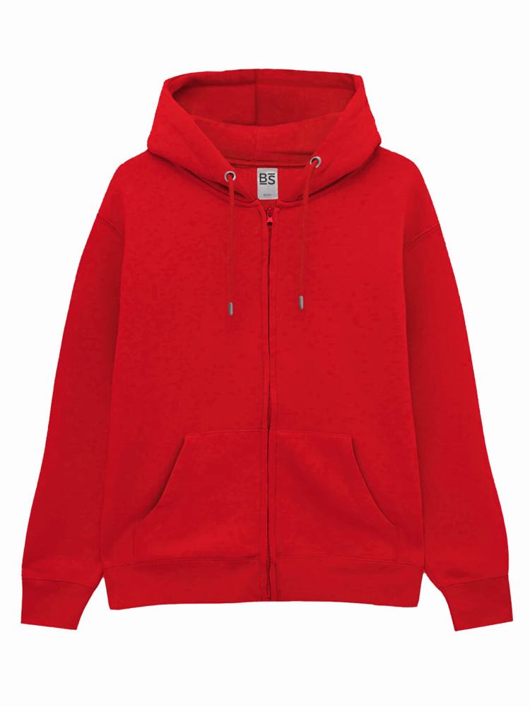 BS Chili Hoodie mit durchgehendem Reißverschluss, 280 gr/m² - Rot (PMS 186c)
