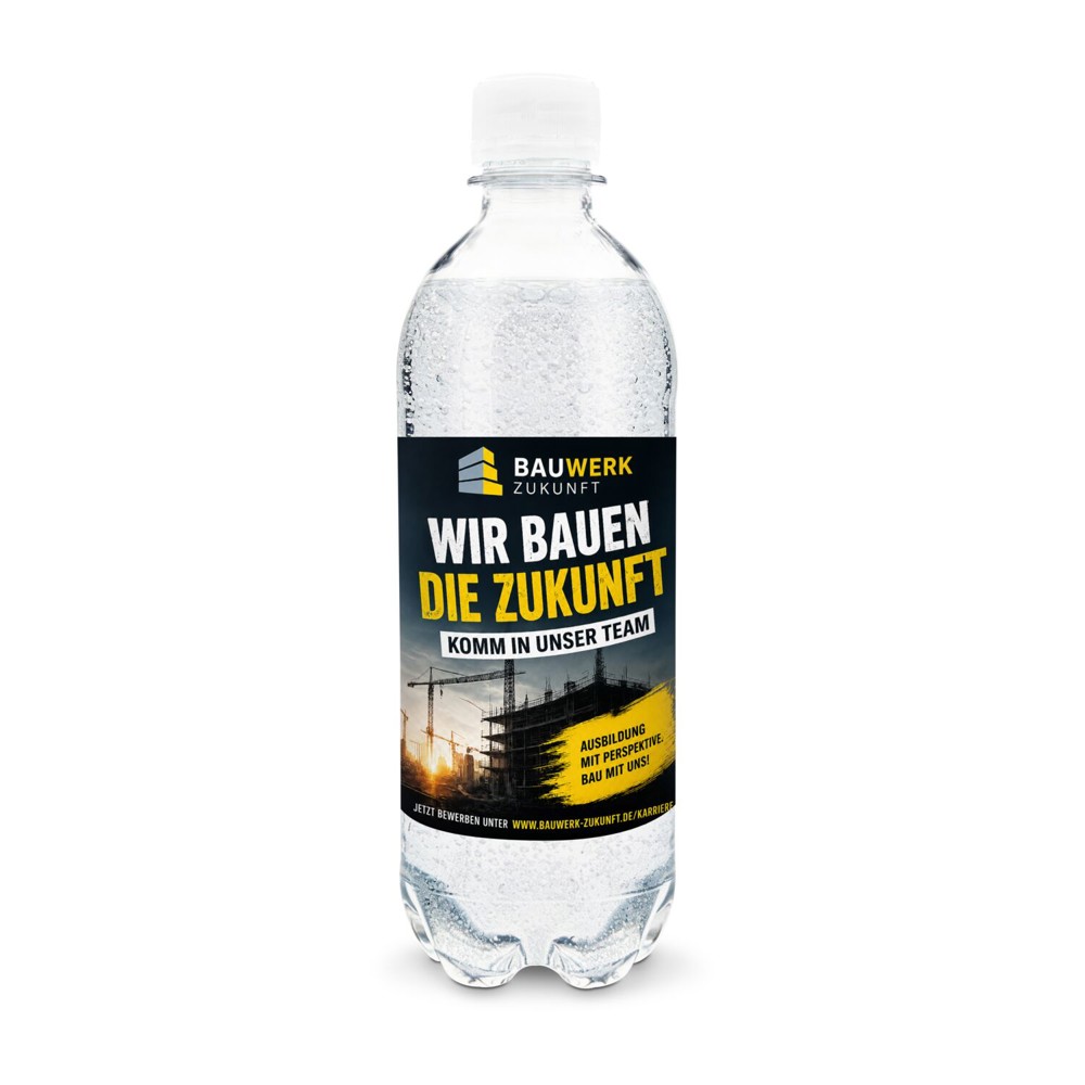 500 ml PromoWater - Mineralwasser mit Kohlensäure, Hergestellt in Deutschland - Papier-Etikett