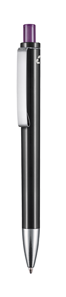 Kugelschreiber EXOS RECYCLED - schwarz recycled/pflaume-lila TR/FR