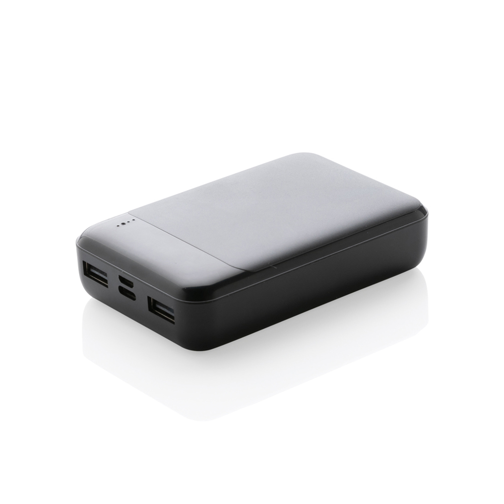 10.000 mAh Powerbank aus RCS Standard recyceltem Kunststoff - schwarz (± PMS Black)