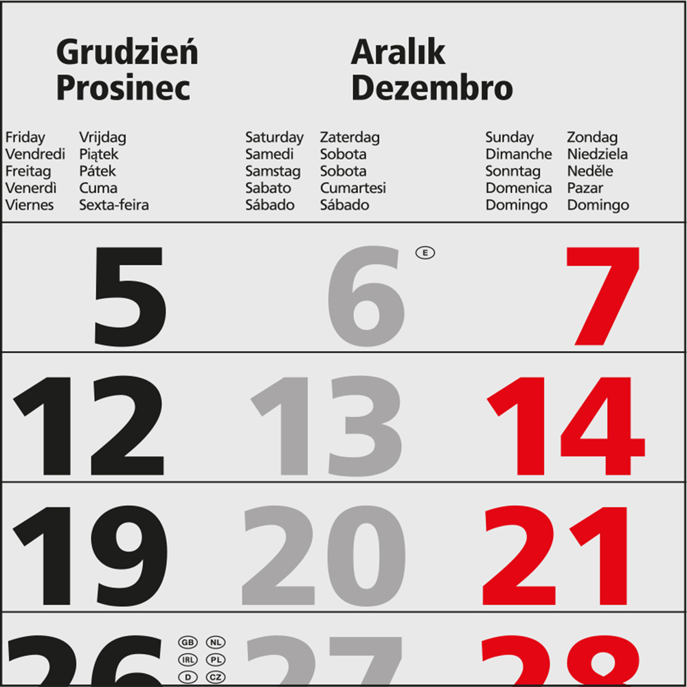 3-Monatskalender Mehrblock Maxi Light 3, Schweiz