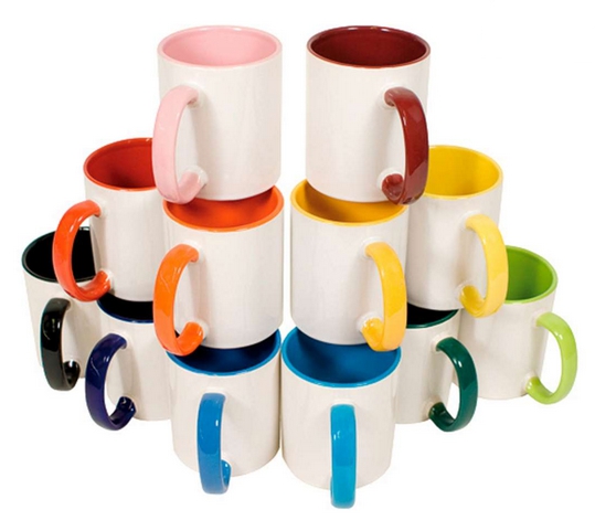 Form 794 Keramiktasse Sublimation weiss, innen und Henkel farbig