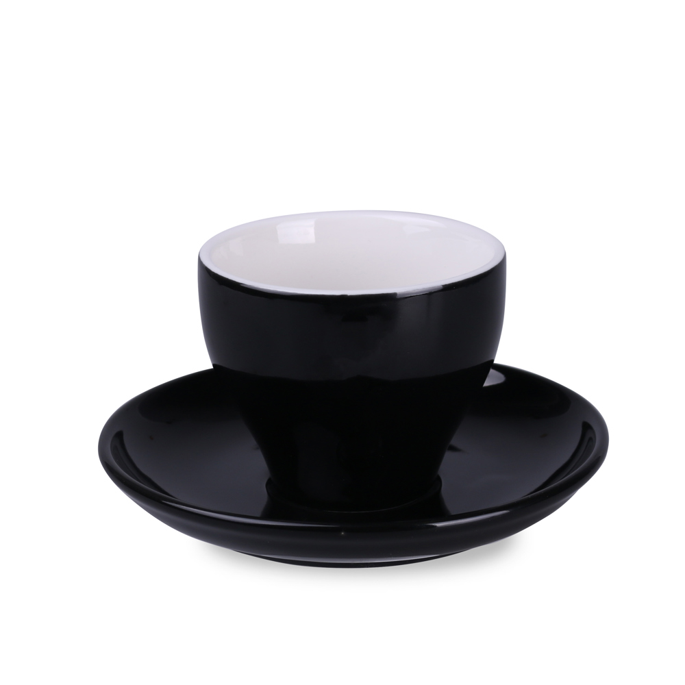 Tasse Verona Nero  Set 130ml schwarz/weiß