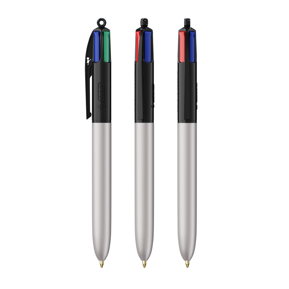 BIC® 4 Colours Glacé - Schwarz - Silberglaté