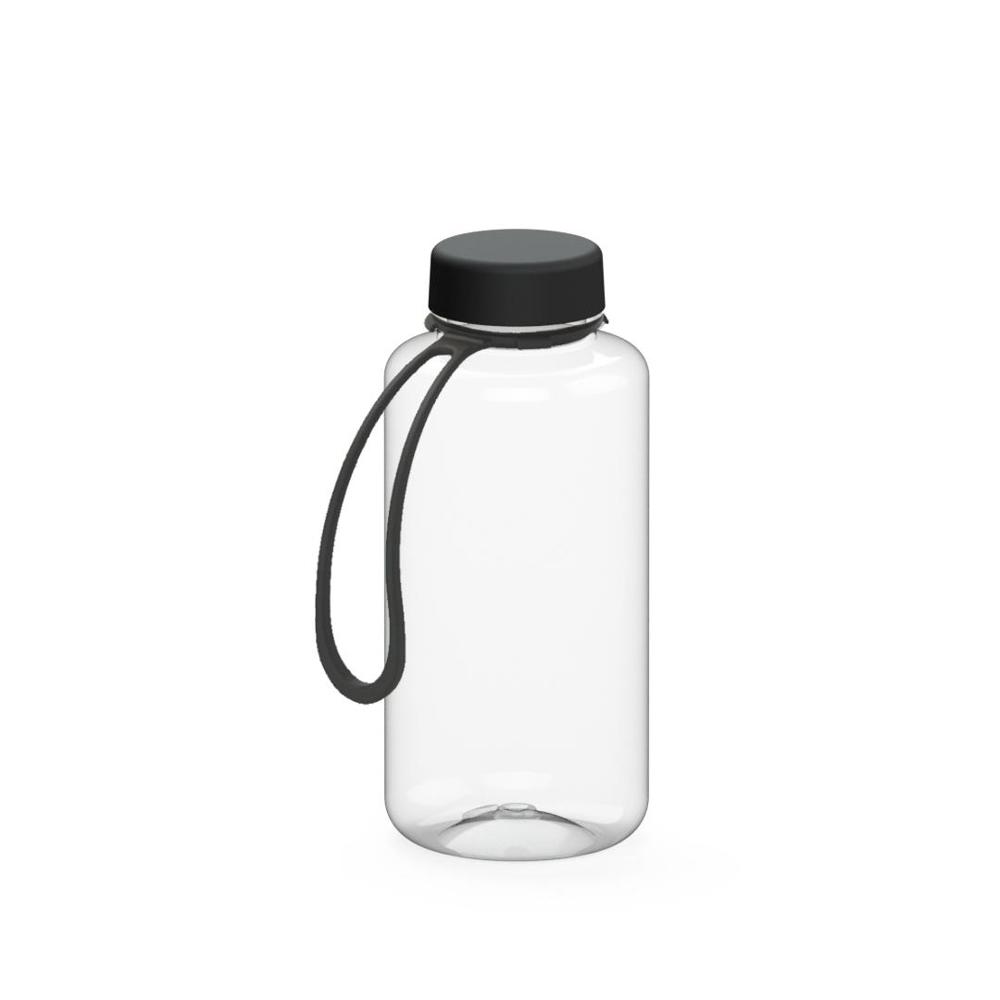 Trinkflasche "Refresh", 700 ml, inkl. Strap - transparent/schwarz