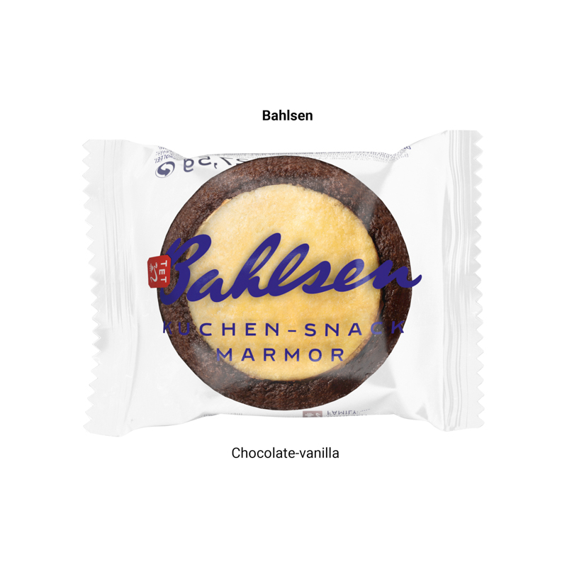 Minikuchen in Werbebox, Bahlsen Kuchensnack Marmor