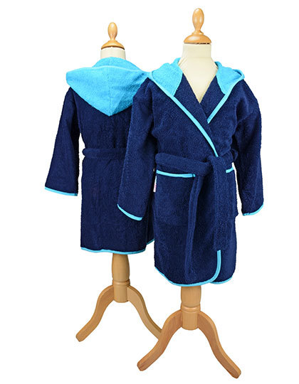 ARTG - Boyzz&Girlzz® Hooded Bathrobe - French Navy, Aqua Blue