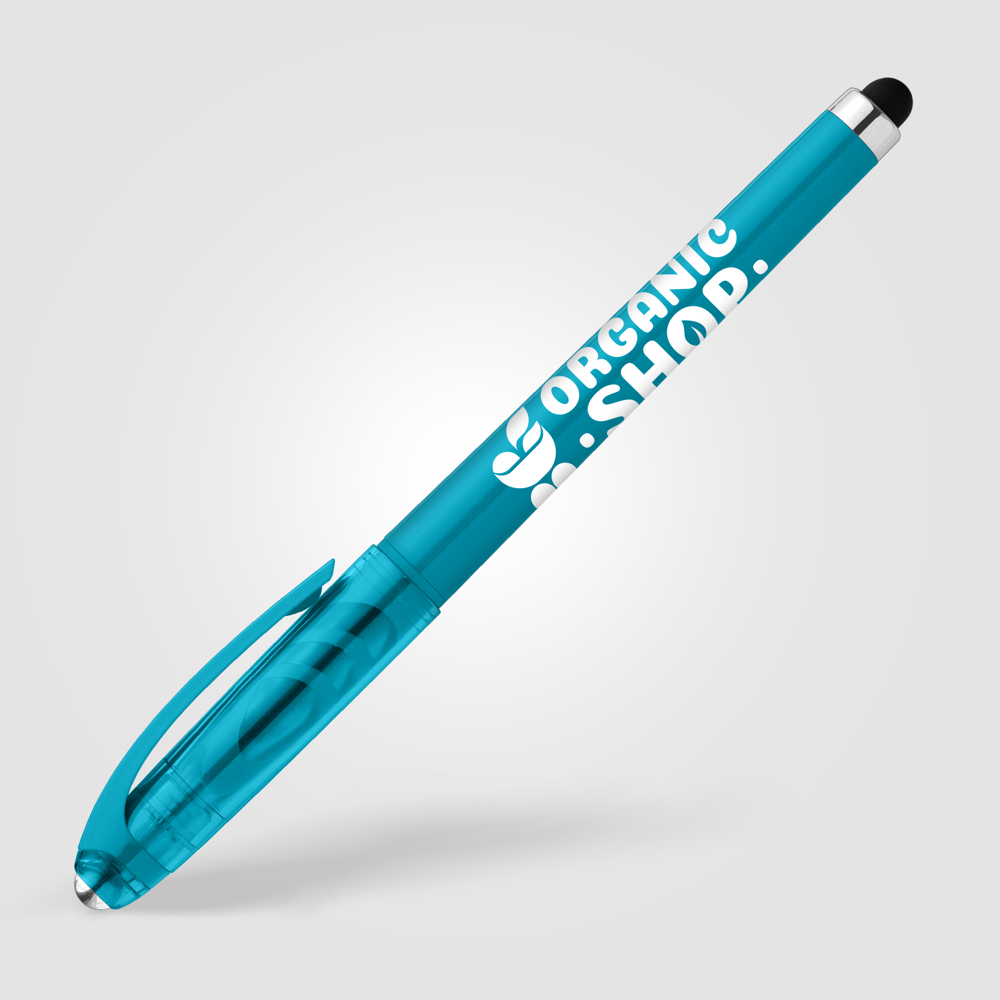 Prism Gelschreiber mit Fidget-Ball-Funktion und Stylus aus recyceltem Kunststoff